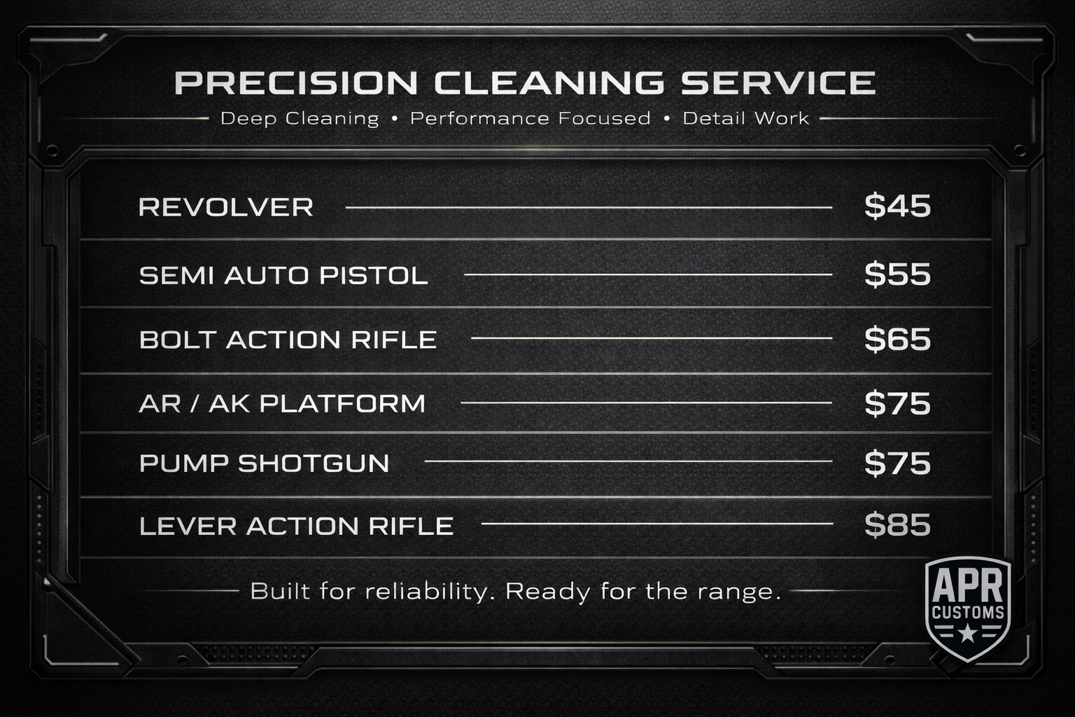 Precision Cleaning Service Pricing