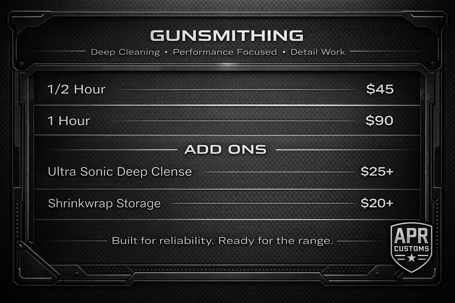 Gunsmithing Pricing