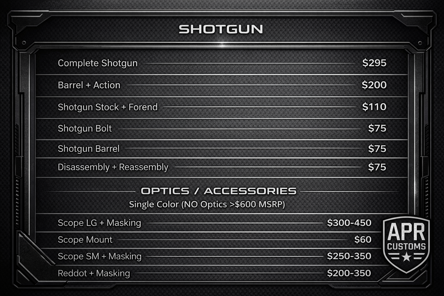 Shotgun Cerakote Pricing