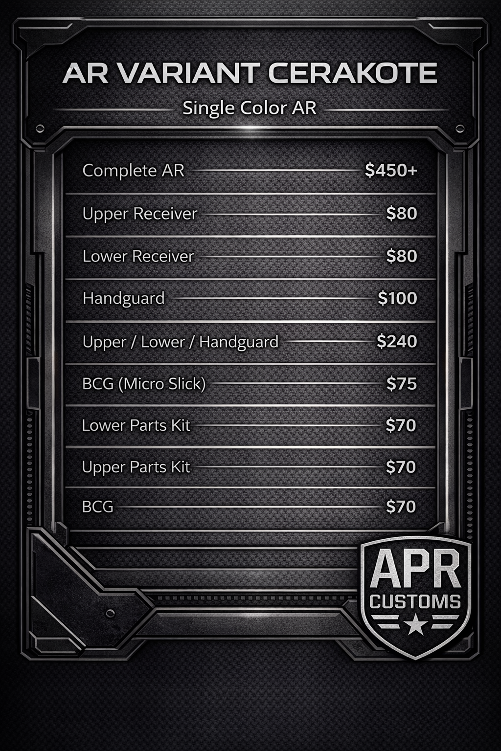 AR Variant Cerakote Pricing